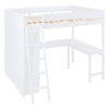 Full Size Loft Bed With Desk And Storage Shelves - White