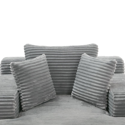 Modern Full Compressed Chaise Lounge Sofa Bed With Removable Pillows, Upholstered - Gray