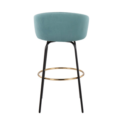 Claire - Contemporary / Glam Barstool With Footrest (Set of 2) - Black / Light Blue