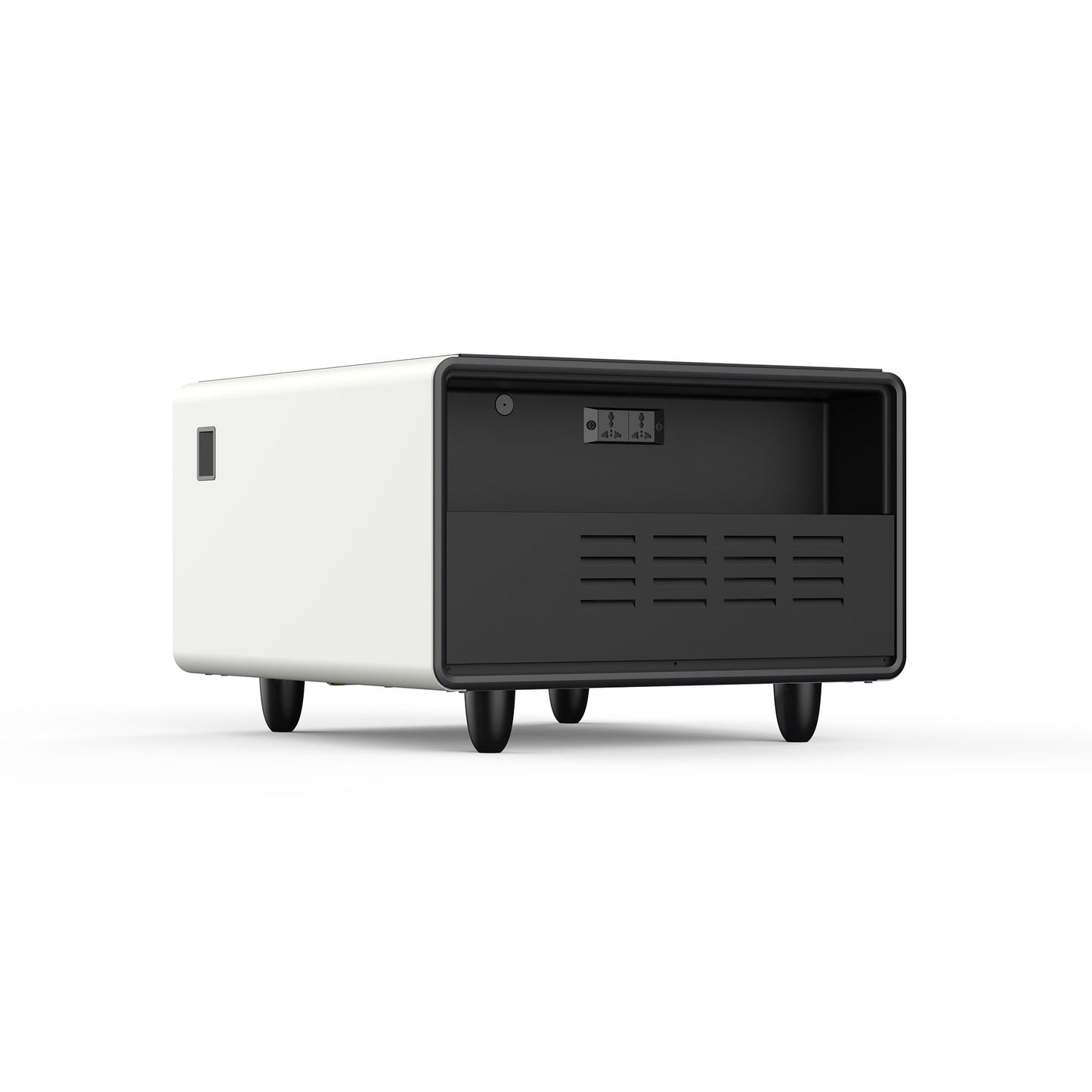 Modern Smart Side Table With Built-In Fridge, Wireless Charging, Temperature Control, Power Socket, USB Ports, Outlet Protection, Induction Light - White