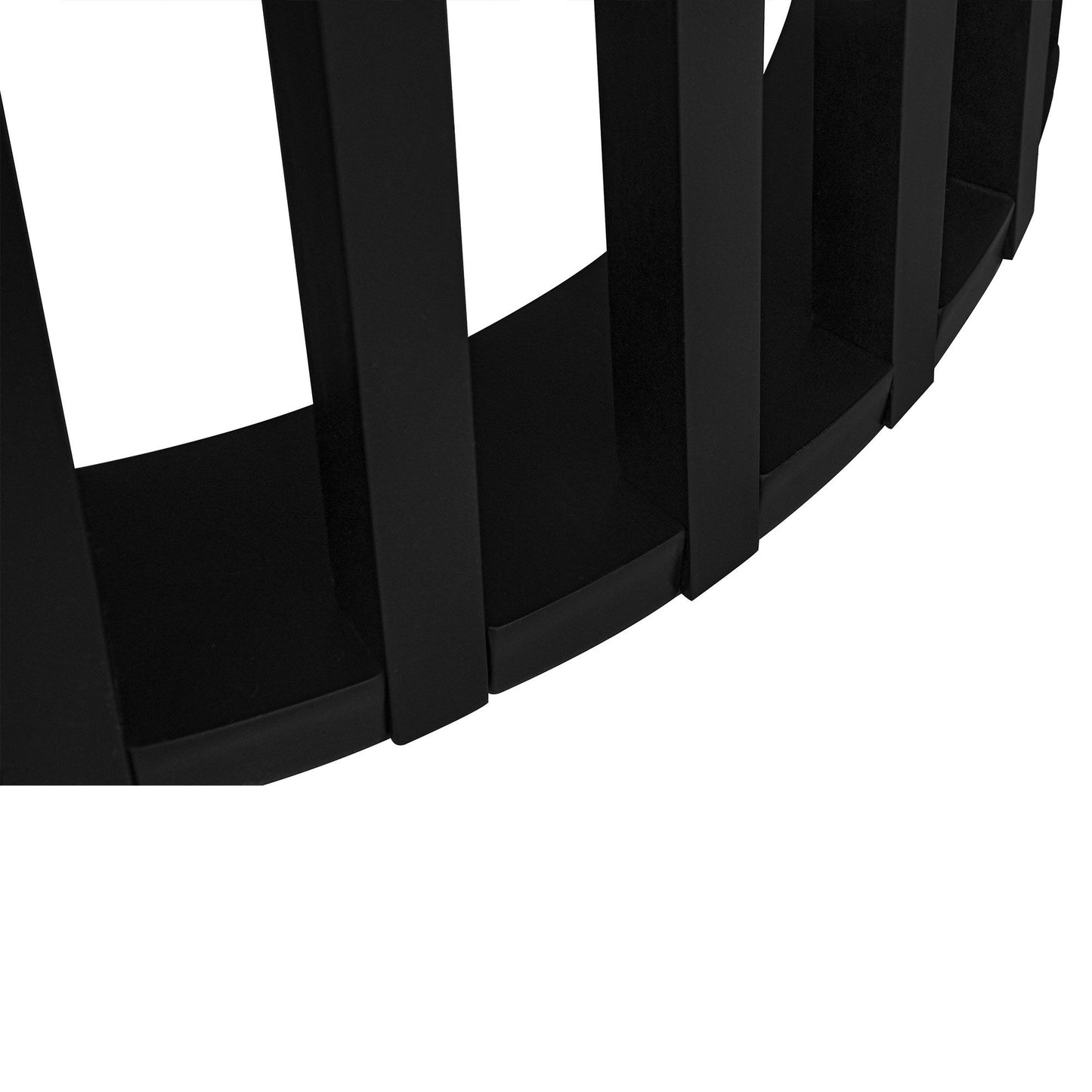 Modern Round Coffee Table With Grille Molding For Living Room, Bedroom, Or Balcony - Black