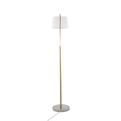March - Contemporary Floor Lamp - Antique Brass / White