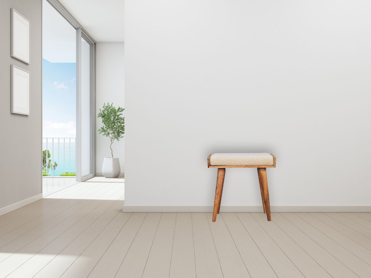 Boucle Tray Style Footstool - Cream