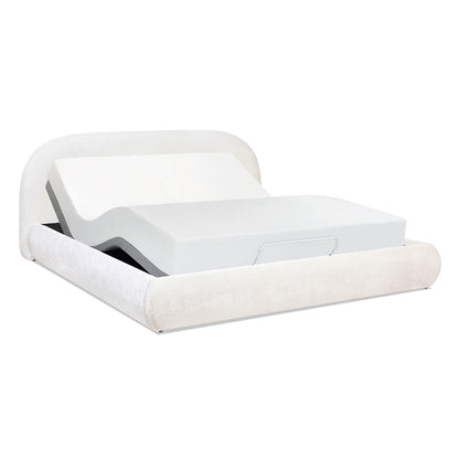 Archie Puffy Grounded - King Upholstered Platform Bed - Almond White