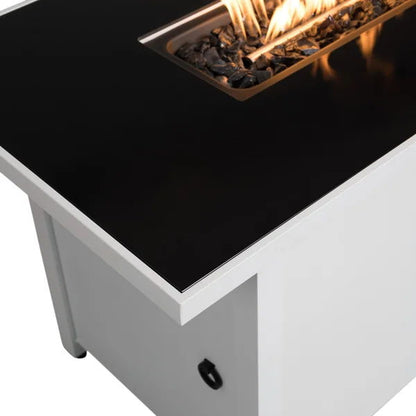 Rectangular Fire Pit With Frame - White