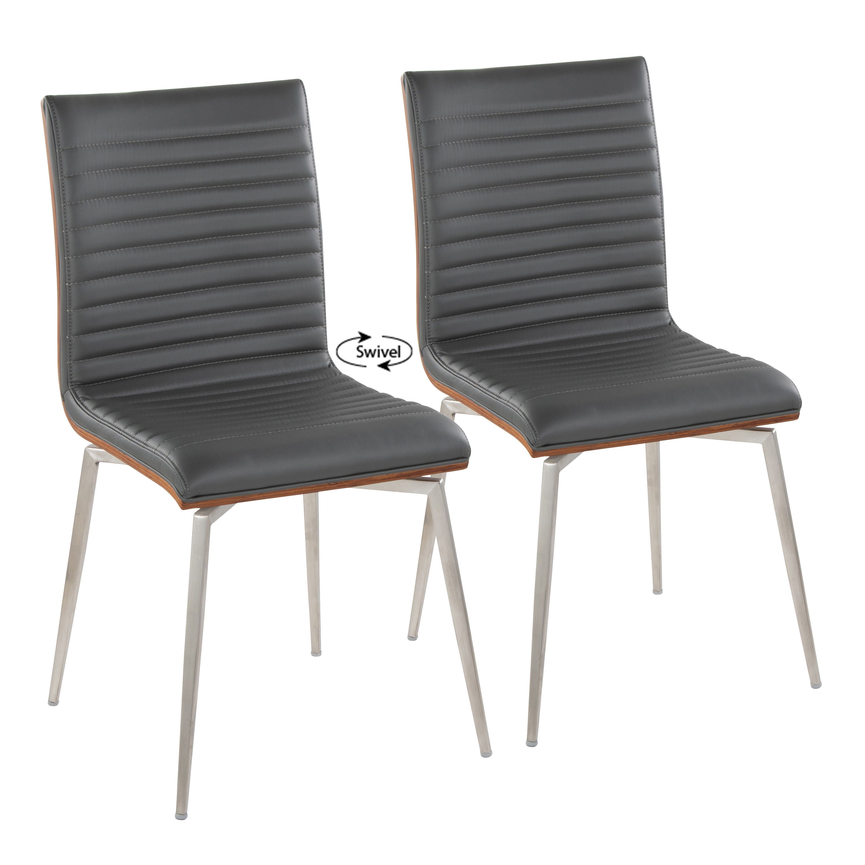 Mason - Contemporary Dining Chair With Swivel (Set of 2) - Walnut / Gray