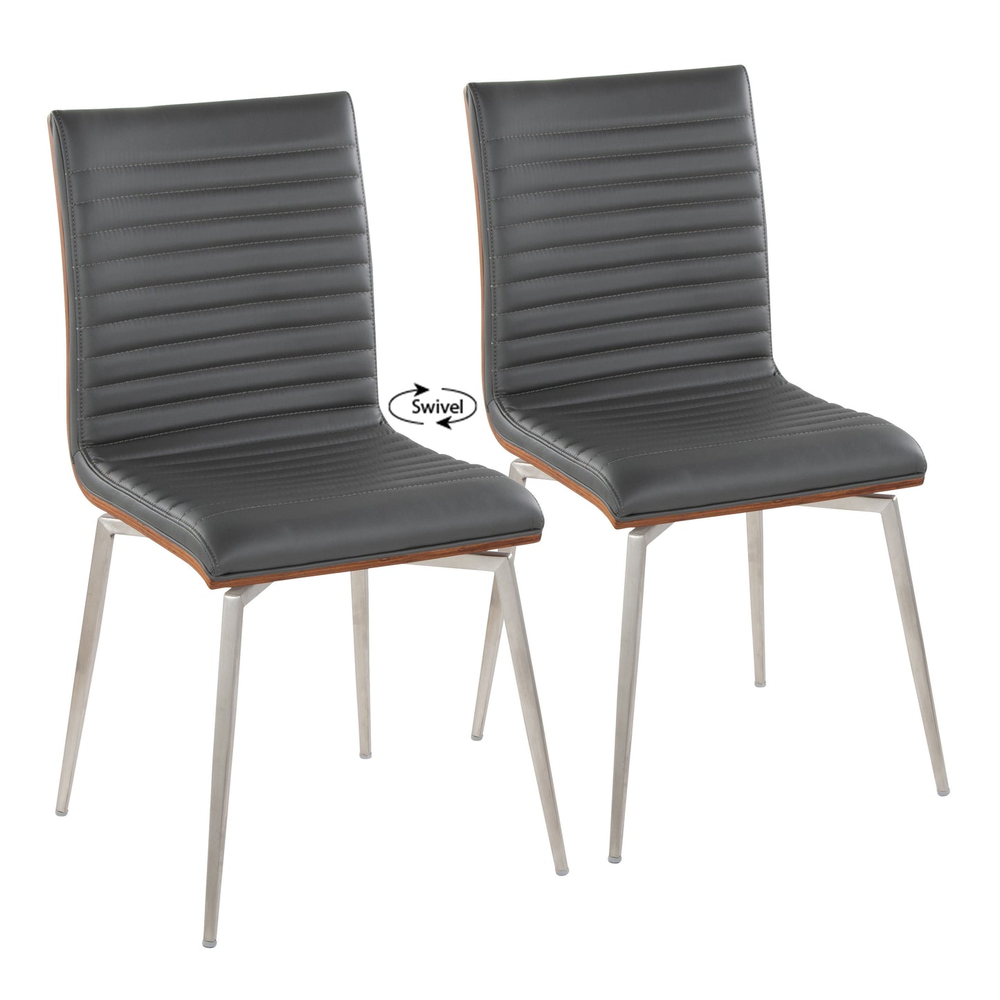 Mason - Contemporary Dining Chair With Swivel (Set of 2) - Walnut / Gray