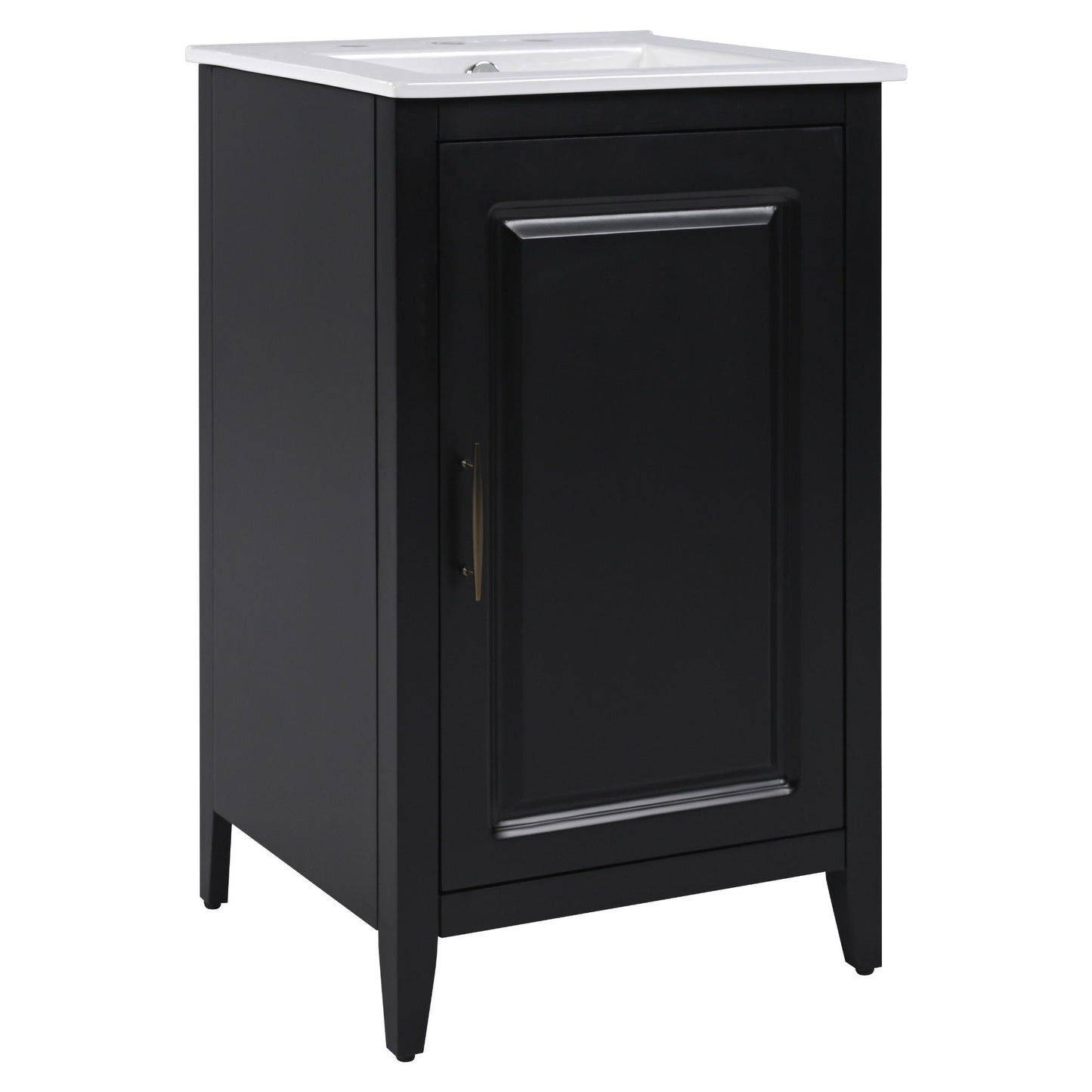 Modern Freestanding 20.3" Bathroom Vanity With Sink, Functional Drawer, Soft Closing Door - Black