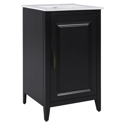 Modern Freestanding 20.3" Bathroom Vanity With Sink, Functional Drawer, Soft Closing Door - Black