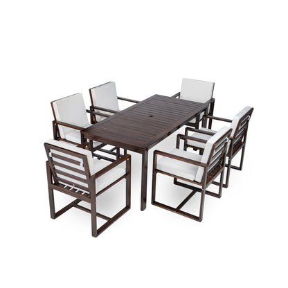 Patio Dining Set Outdoor Dining Table And Chair Set With And Removable Cushions For Patio, Backyard, Garden - Dark Brown