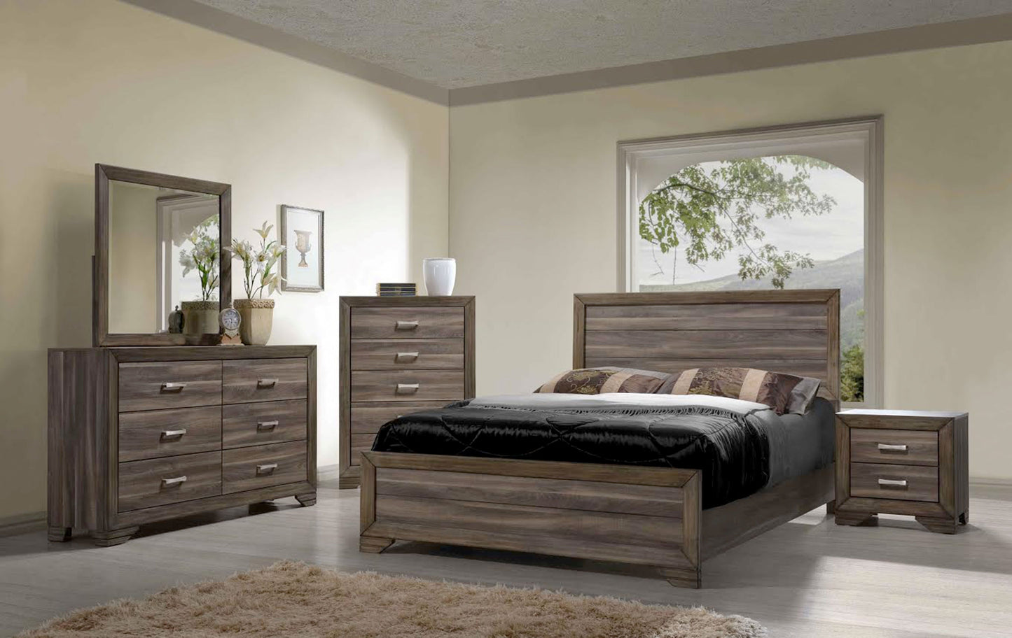 5 Drawer Chest - Antique Brown / Gray