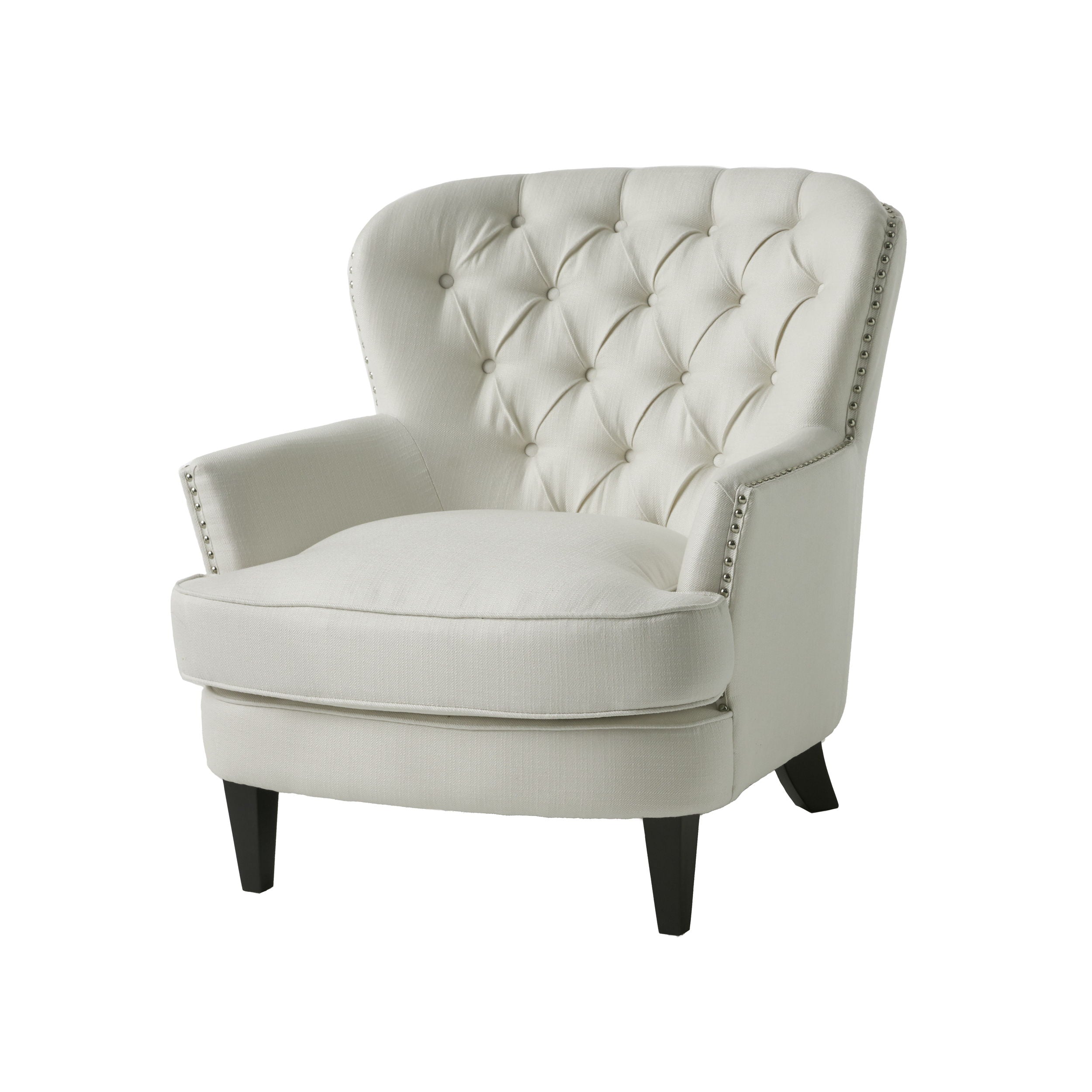 Modern Accent Chair Upholstered Foam Filled Living Room Chairs Comfy Reading Chair Mid Century Modern Chair, Armchair For Living Room Bedroom - Ivory