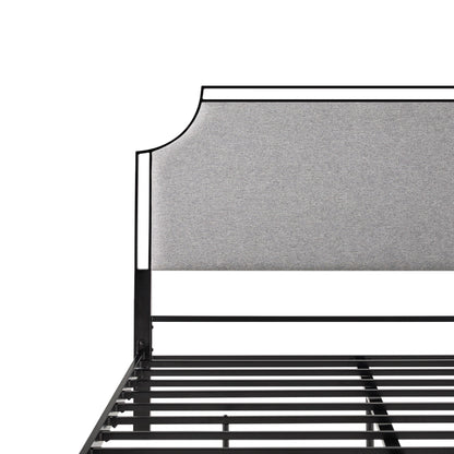 Queen Bed Frame Traditional Upholstered Metal - Gray
