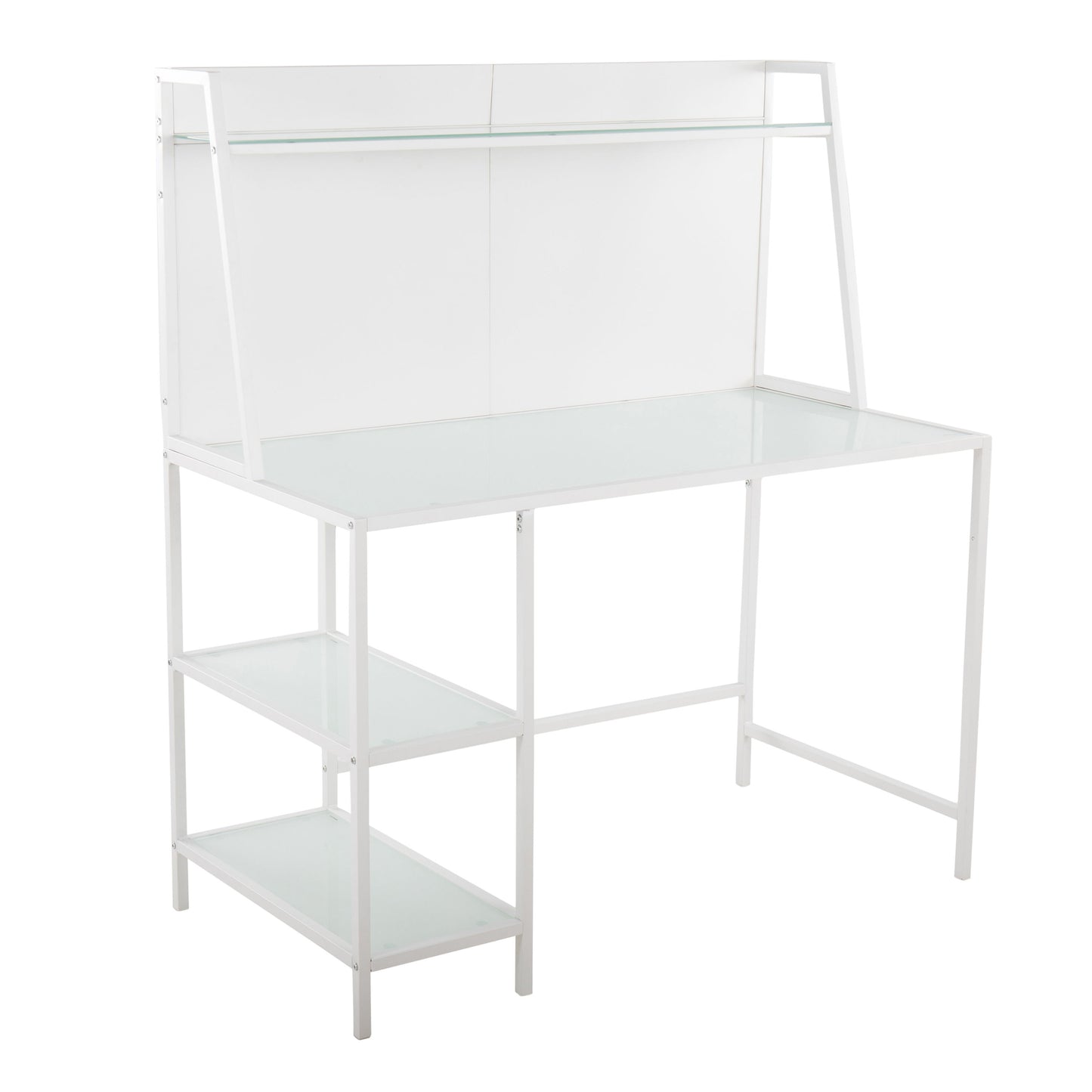 Geo - Tier Contemporary Desk - White / Frosted