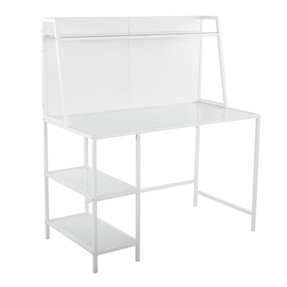 Geo - Tier Contemporary Desk - White / Frosted