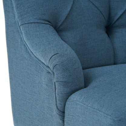 Nicole - French Style Upholstered Loveseat With Tufted Backrest - Navy Blue