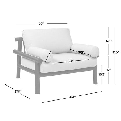 Zara - Dowel Frame Bolster Patio Deep Seating Armchair, Axroma Olefin - Wheat Beige