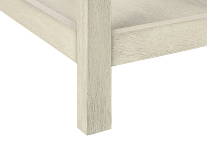 Accent End Table, 2 Tier, Narrow, Lamp, Storage Drawer, Transitional - White