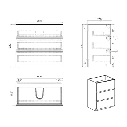 Alice - 36" Bathroom Vanity With Sink, Large Storage Freestanding Bathroom Vanity For Modern Bathroom, One-Piece Sink Basin Without Drain And Faucet - Gray / White