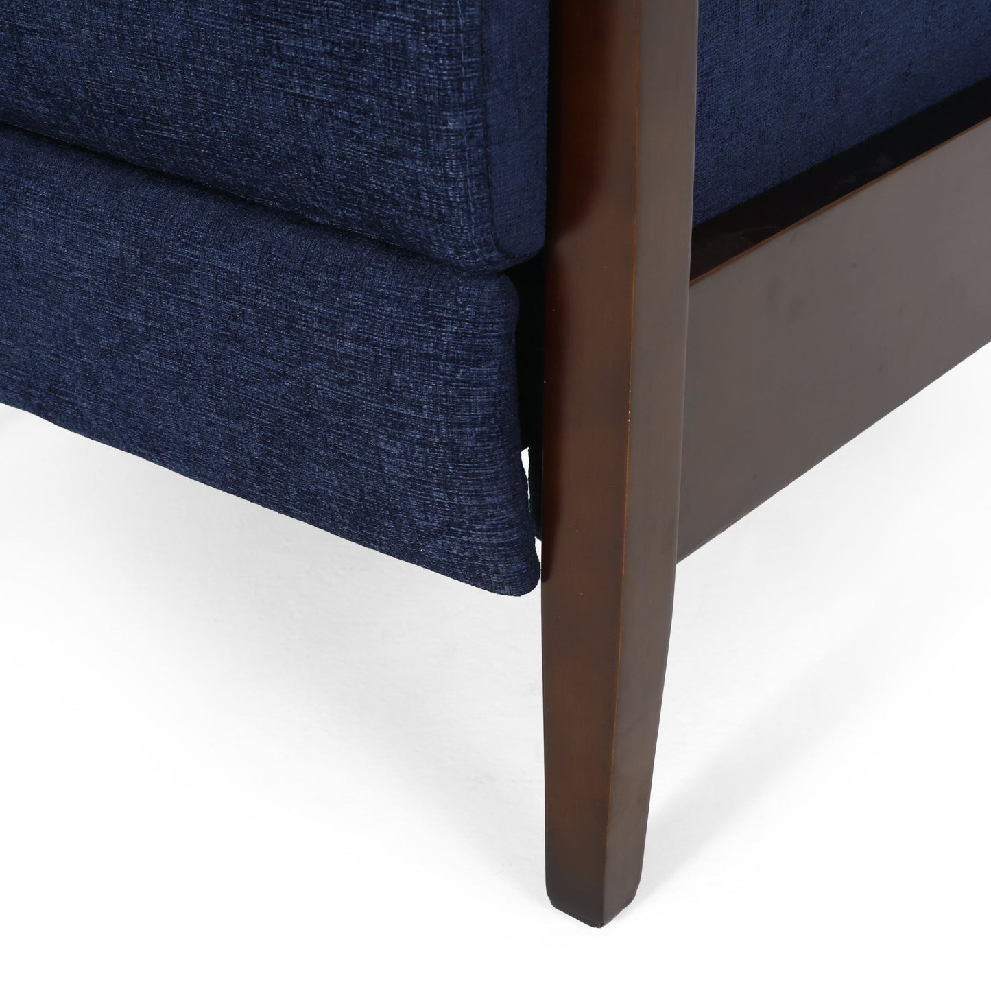 Wide Wood Hand Manual Club Recliner - Navy Blue