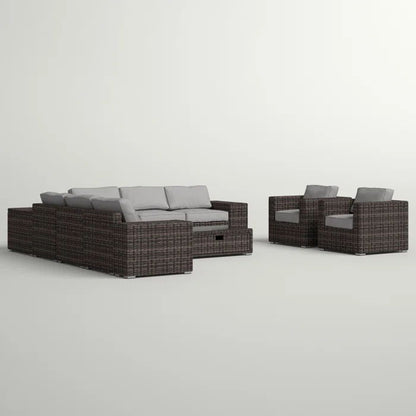 8 Person Outdoor Seating Group Elegant And Comfortable Conversation Set For Patios, Decks, Backyards - Espresso / Gray