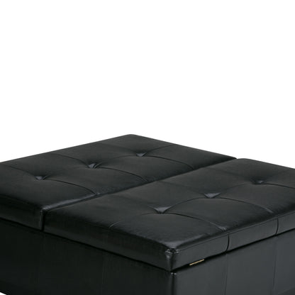 Dover - Square Coffee Table Storage Ottoman - Midnight Black