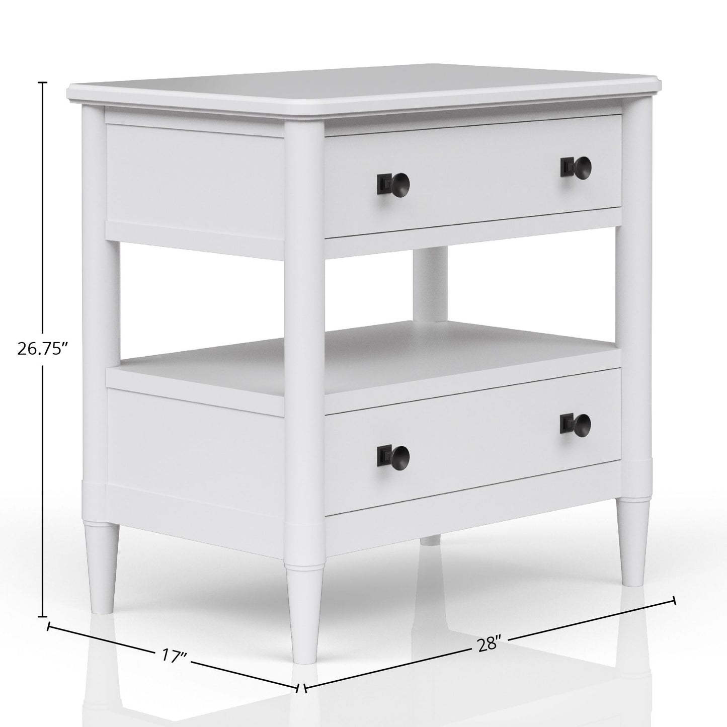 Open Nightstand With 2 Drawers - White