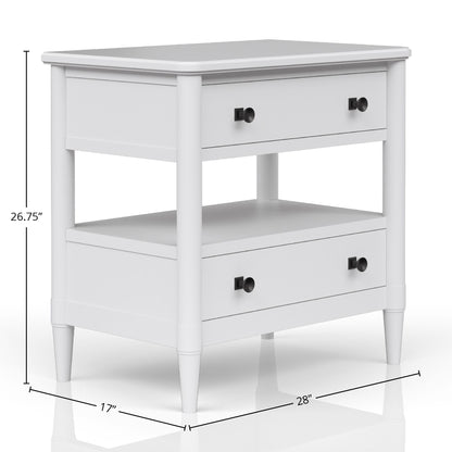Open Nightstand With 2 Drawers - White