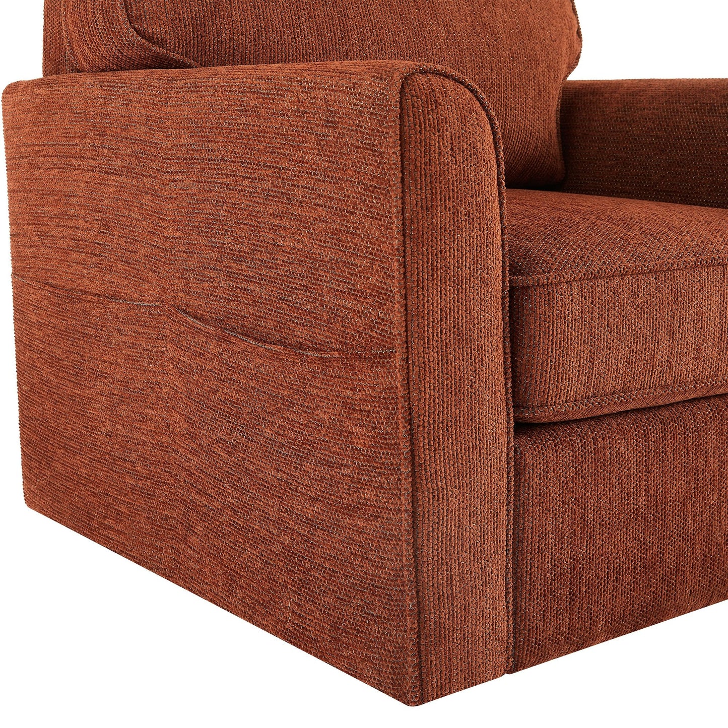360 Degree Swivel Chair Accent Barrel Armchair With Side Pockets - Red