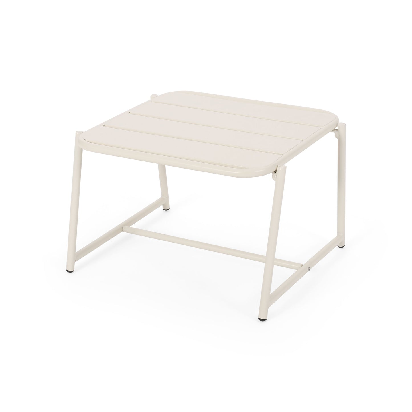 Outdoor Side Table With Metal Frame - White