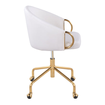 Claire - Contemporary / Glam Task Chair - Gold / White