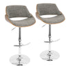 Fabrizzi - Mid-Century Modern Adjustable Barstool With Swivel (Set of 2) - Chrome / Walnut / Gray