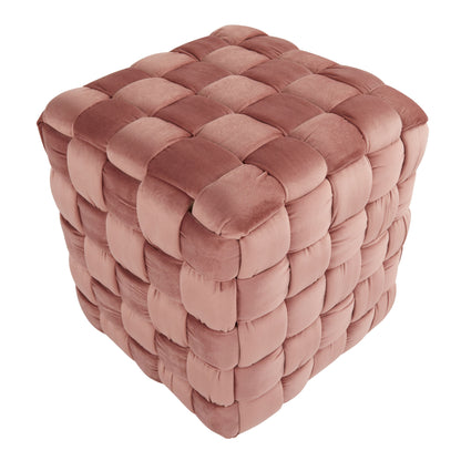 Square Braided Ottoman - Blush Pink
