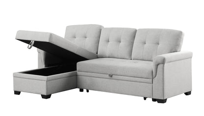 Sierra - Reversible Sleeper Sectional Sofa With Storage Chaise - Light Gray