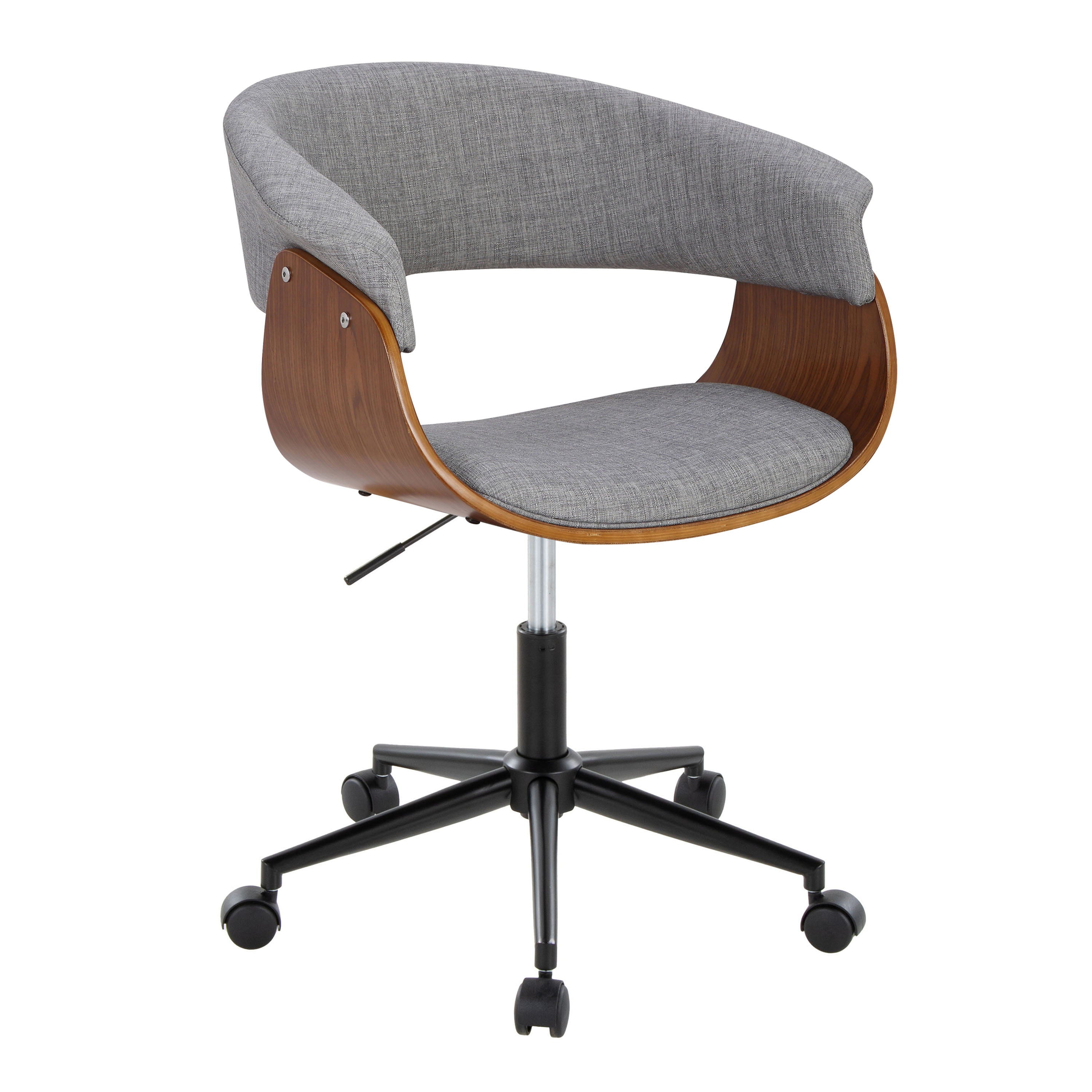 Vintage Mod - Mid-Century Modern Office Chair - Walnut / Light Gray