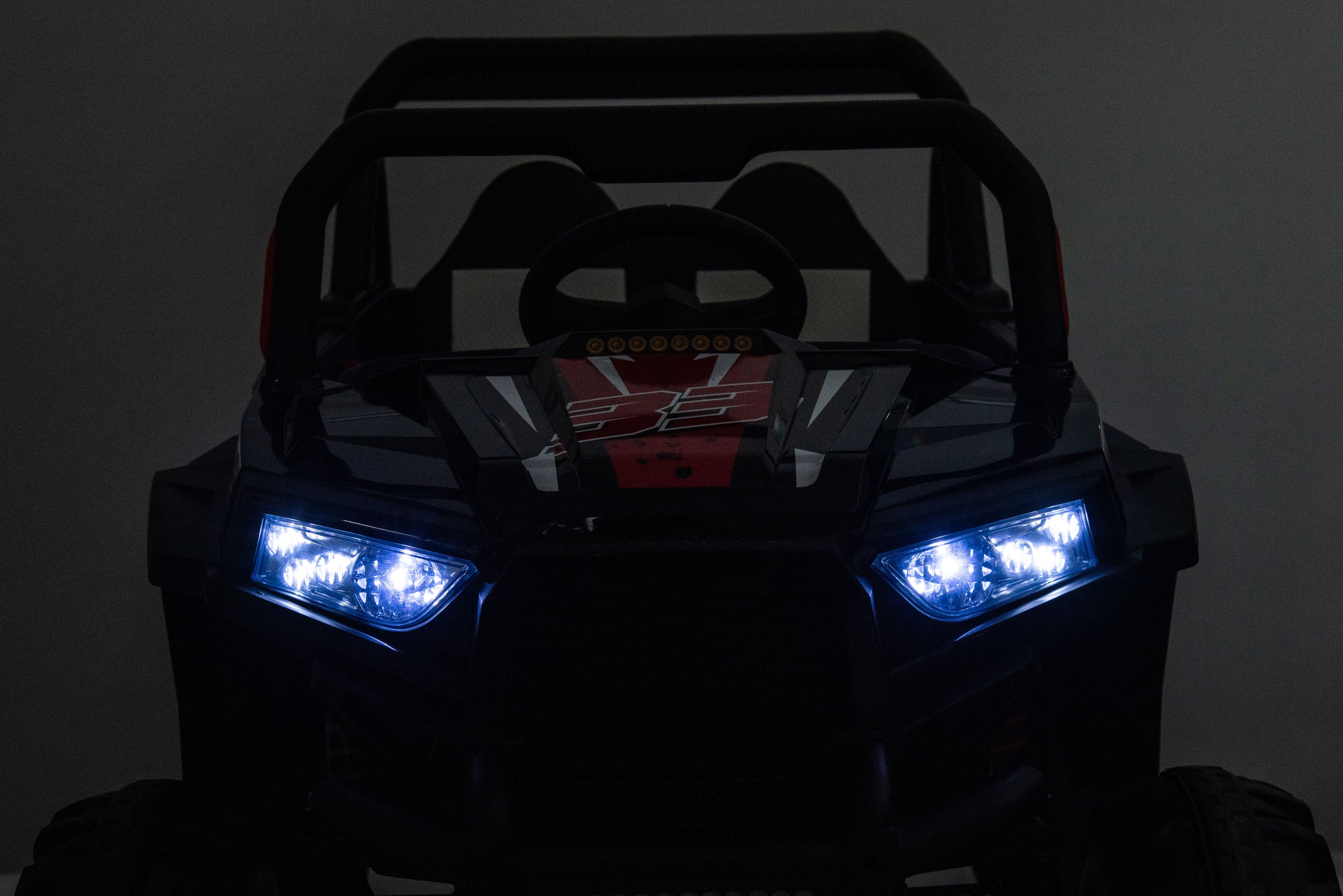 12V7A*2 30W*4 Four-Wheel Drive Leather Seat One Button Start, Forward And Backward, High And Low Speed, Music, Front Light, Power Display, Two Doors Can Open, 2.4G R / C, Seat Belt Four Wheel Absorber - Black