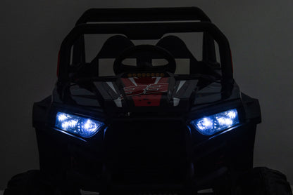 12V7A*2 30W*4 Four-Wheel Drive Leather Seat One Button Start, Forward And Backward, High And Low Speed, Music, Front Light, Power Display, Two Doors Can Open, 2.4G R / C, Seat Belt Four Wheel Absorber - Black