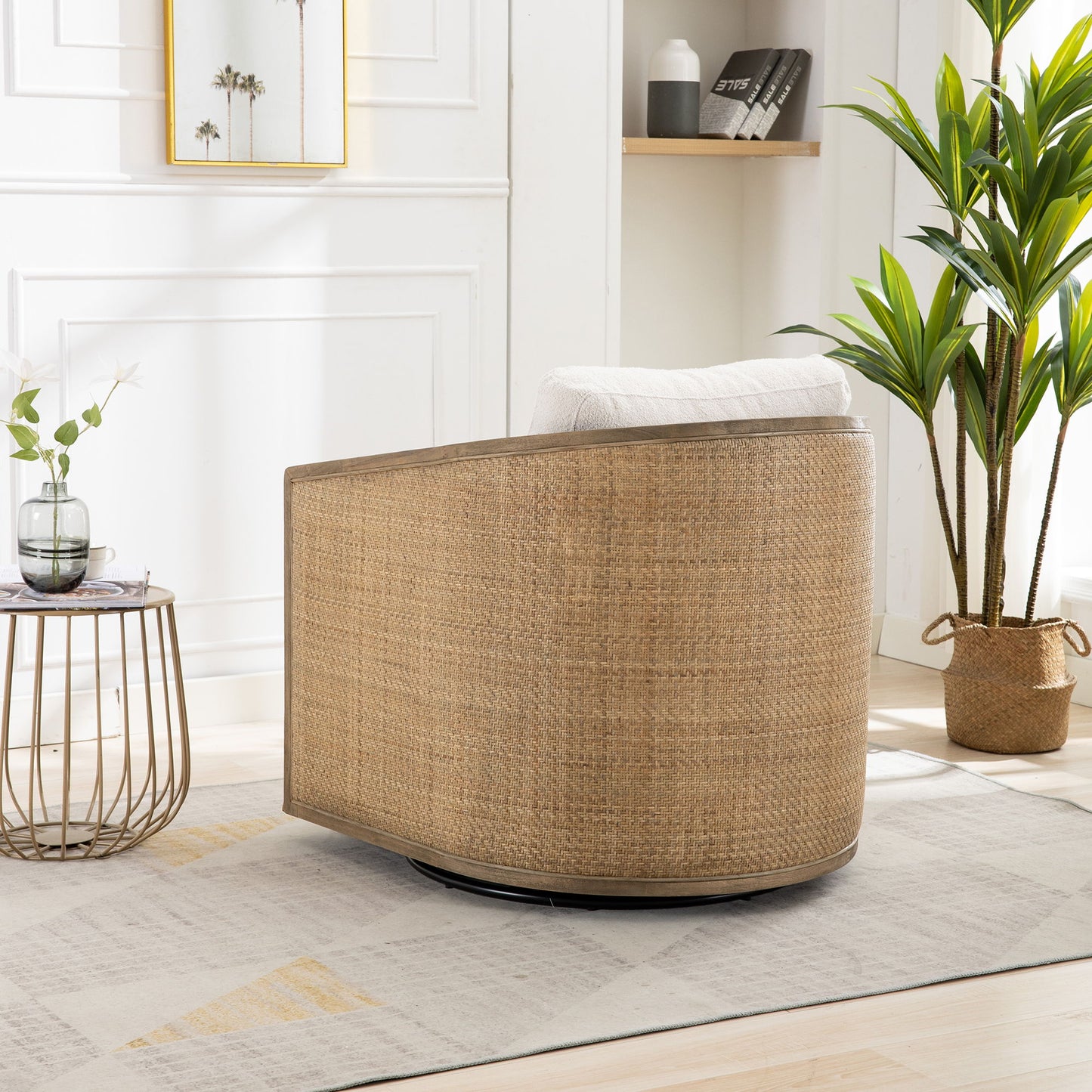 Swivel Barrel Chair, Comfy Round Accent Sofa Chair With 360 Degree Swivel, Leisure Arm Chair For Living Room, Nursery, Hotel, Bedroom, Office, Lounge - Beige