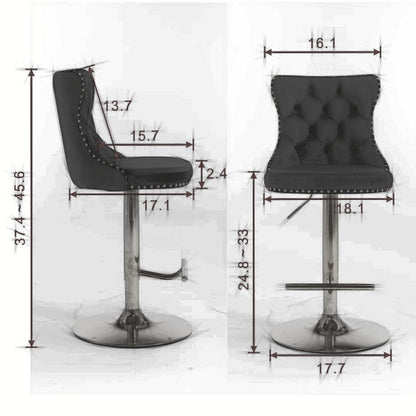 Swivel Velvet Barstools Adjusatble Seat Height From 25-33", Modern Upholstered Chrome Base Bar Stools With Backs Comfortable Tufted For Home Pub And Kitchen Island (Set of 2) - Khaki