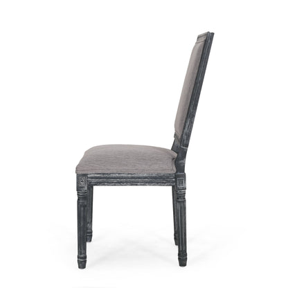 French Country Style Dining Chair Set With Upholstered Seats And Weathered - Gray