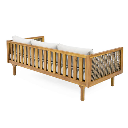 Claremont - 3 Seater Daybed With Rattan Arms - Light Gray