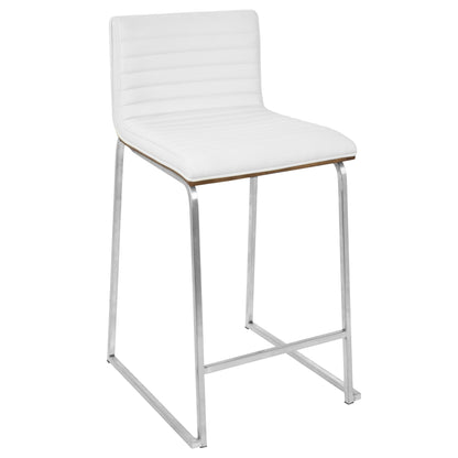 Mara - Contemporary Counter Stool (Set of 2) - Walnut / White