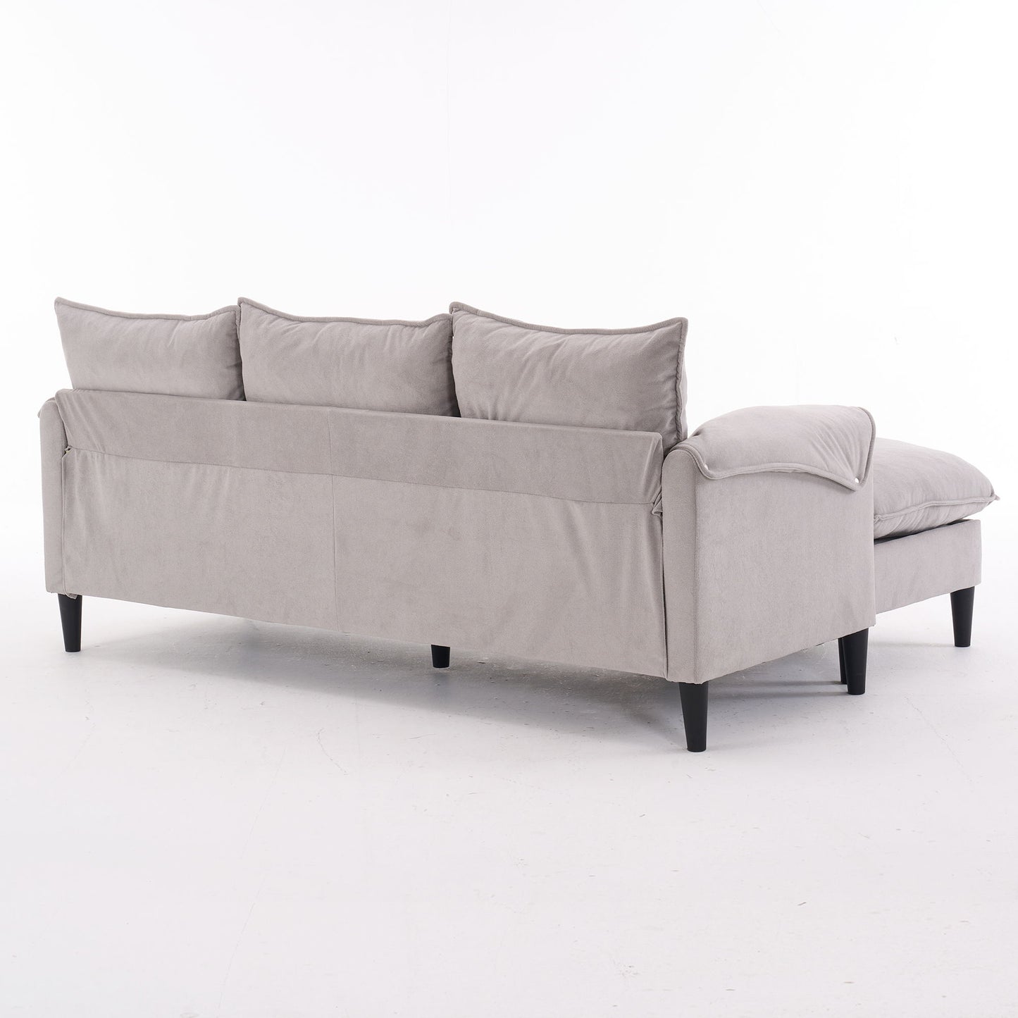 Convertible Combination Sofa, Sofa L Shaped, Sofa With Footstools With Storage Sofa For Living Room, 3 Seater Combination Sofa - Beige