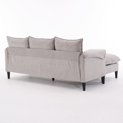 Convertible Combination Sofa, Sofa L Shaped, Sofa With Footstools With Storage Sofa For Living Room, 3 Seater Combination Sofa - Beige