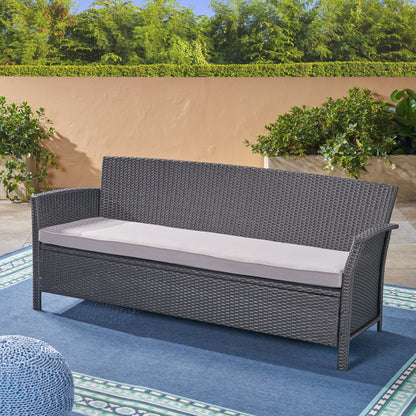 Thalassa - Outdoor 3 Seater Sofa With Water Resistant Cushion - Gray / Black