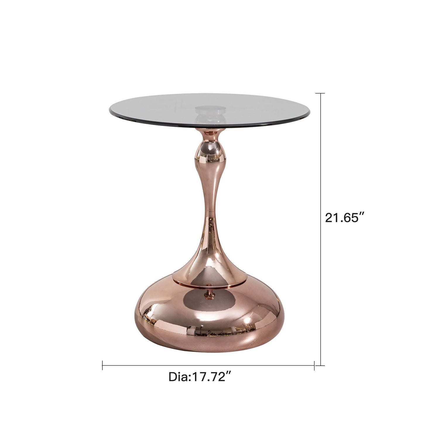 Modern Minimalist Coffee Table Carbon Steel Legs Tempered Glass Top - Rose Gold