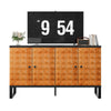 Modern Buffet Cabinet With Storage Space, Retro Style 4 Door Wooden Storage Cabinet, Multifunctional Decorative Cabinet With Geometric Patterns, Suitable For Living Room, Dining Room, Entrance - Orange / Yellow
