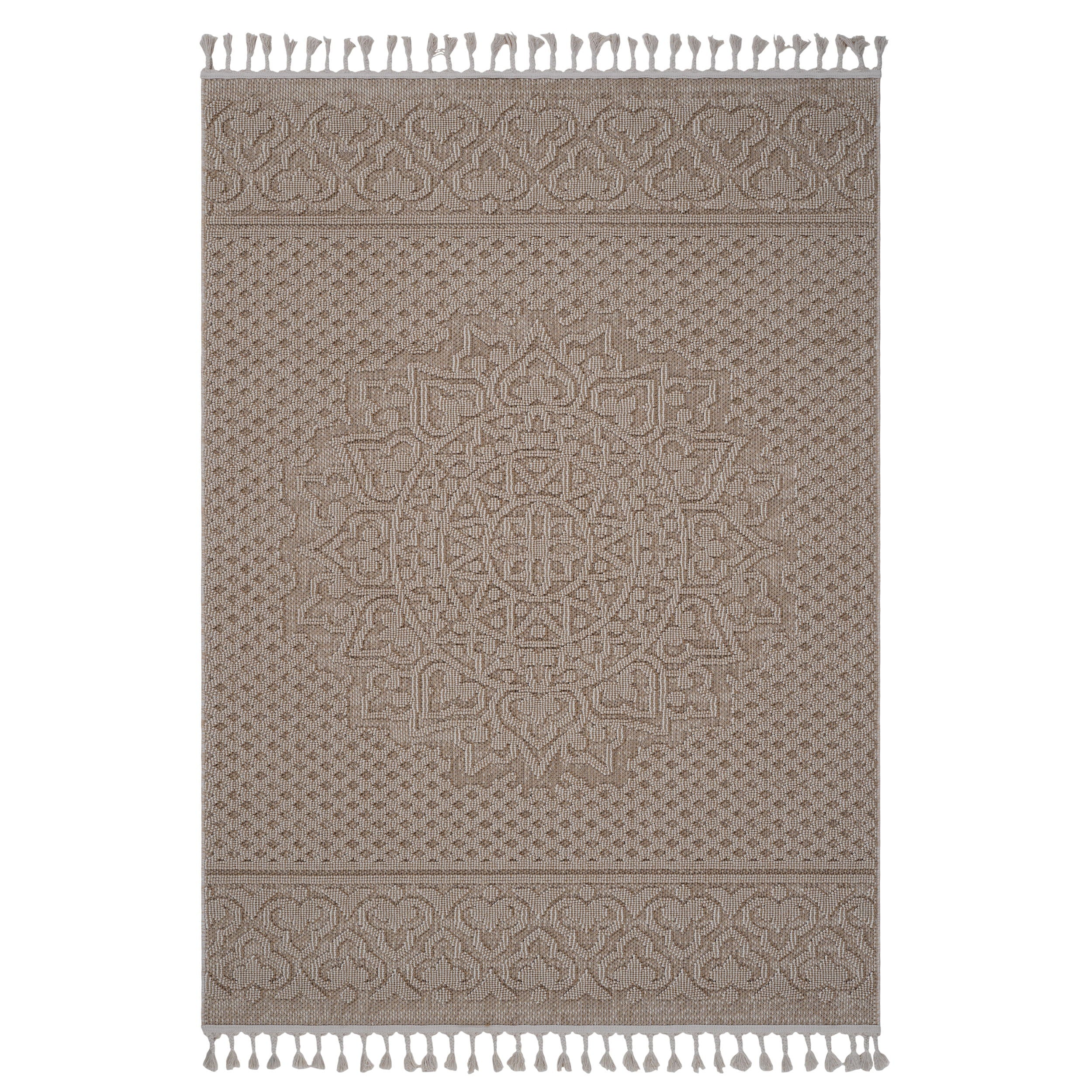 Guros - 4' X 6' Medallion Indoor / Outdoor Area Rug - Beige