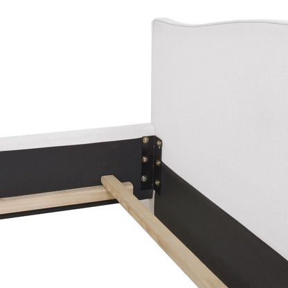Marcella - Queen Upholstered Shelter Headboard Bed Set - Bright White