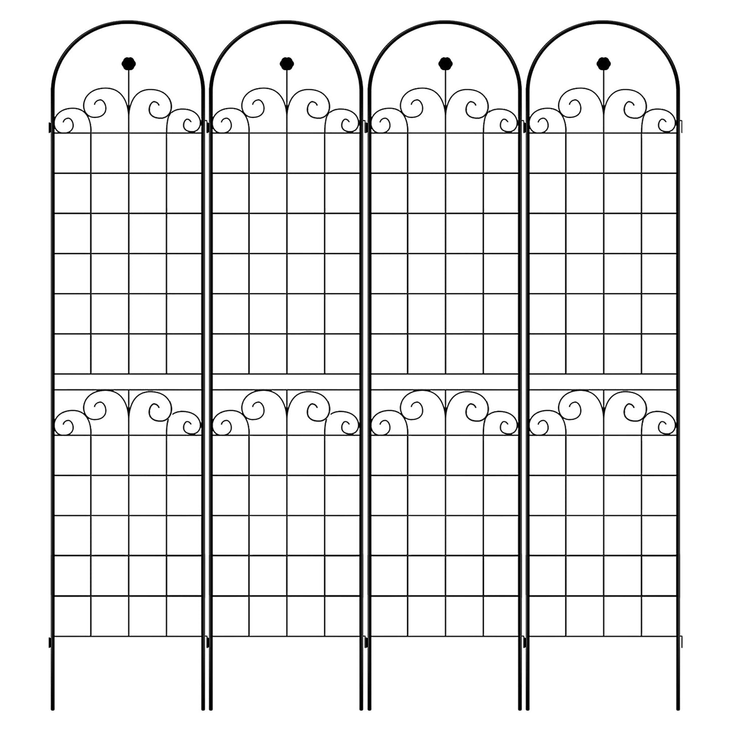 4 Pack Metal Garden Trellis For Climbing Plants Outdoor Rustproof Plant Support Rose Trellis Netting Trellis - Black